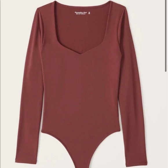 Abercrombie Long-Sleeve Double-Layered Seamless Fabric Sweetheart Bodysuit - Picture 1 of 1